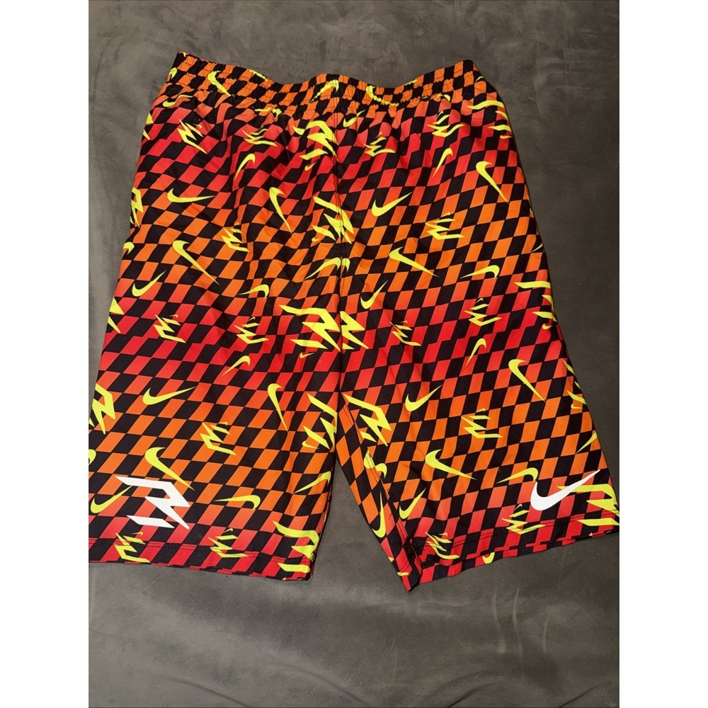 Nike 3 Brand Youth Boys Swim Trunks With Liner Sz XL Orange/Red/Grn
